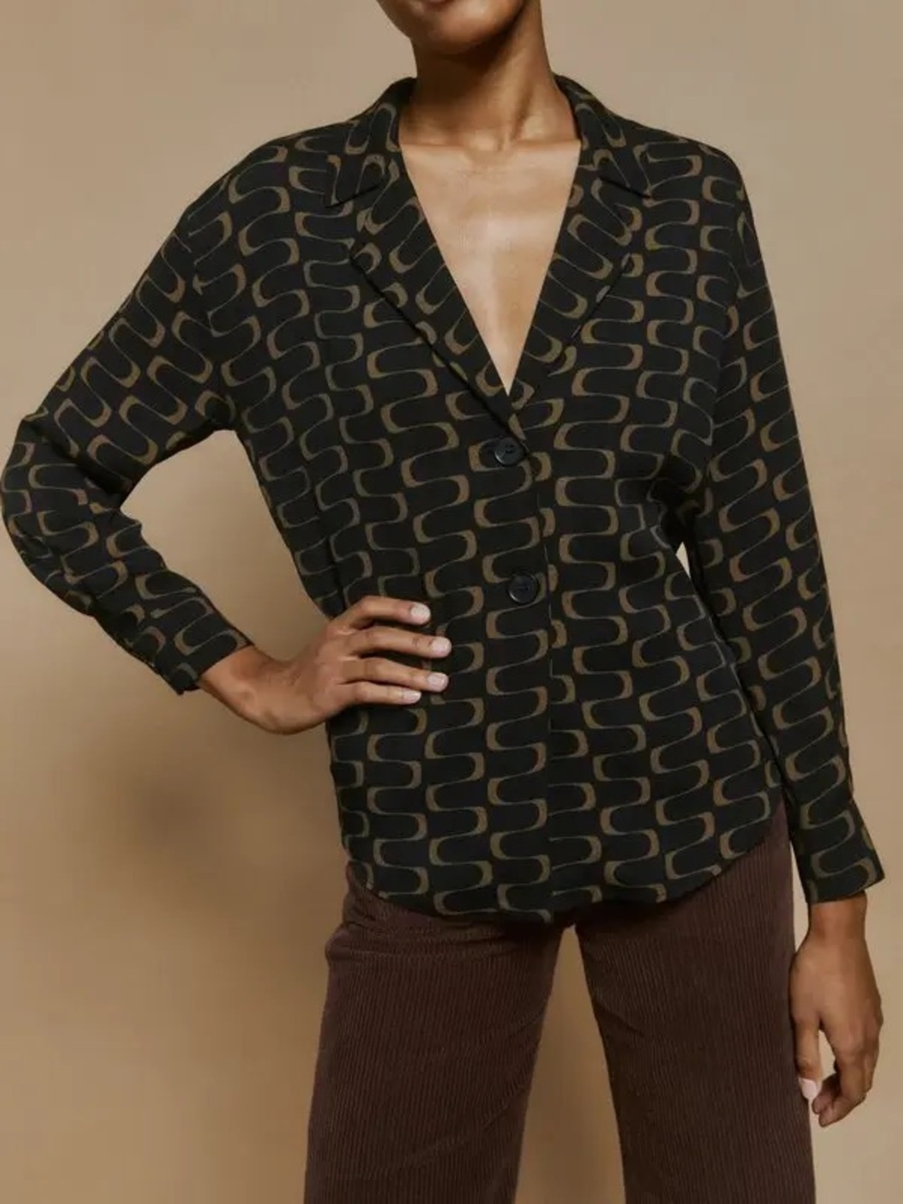Reformation Black Blouse Button Up Top